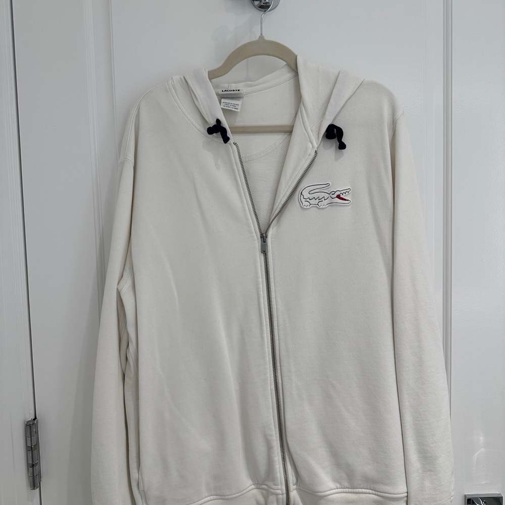 Lacoste White Zip-up Swestshirt